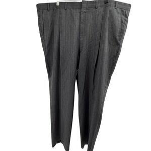 American Trend Pinstripe Pleated Pants Wrinkle Resistant Wool‎ Blend Gray 48
